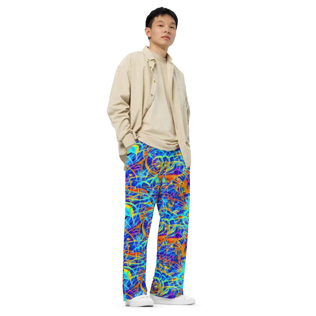 Neon Entanglement on Wide-Leg Pants — Right Front