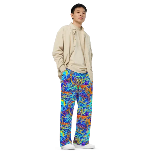 Neon Entanglement on a Wide-Leg Pants