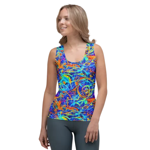 Neon Entanglement on a Women's Tank Top