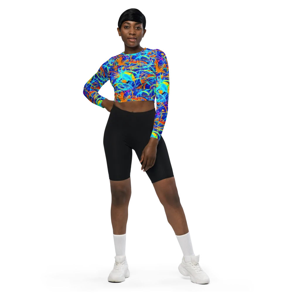 Neon Entanglement on Long Sleeve Crop Top — Front