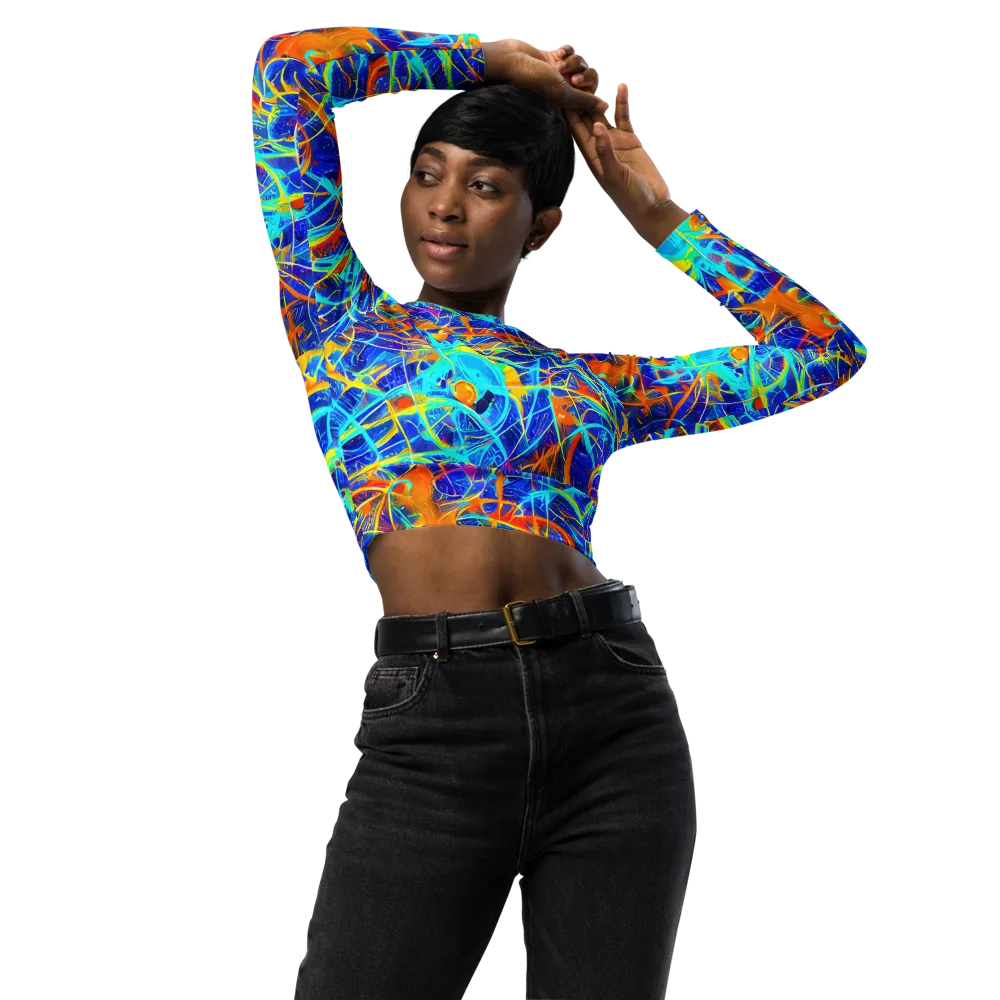 Neon Entanglement on Long Sleeve Crop Top — Front