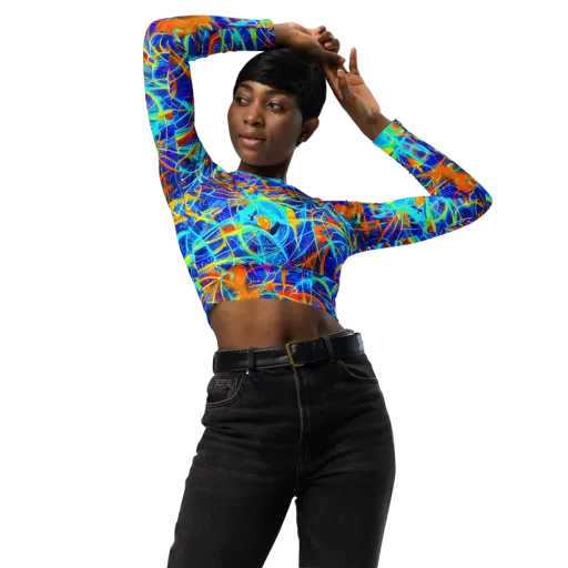 Neon Entanglement on a Long Sleeve Crop Top
