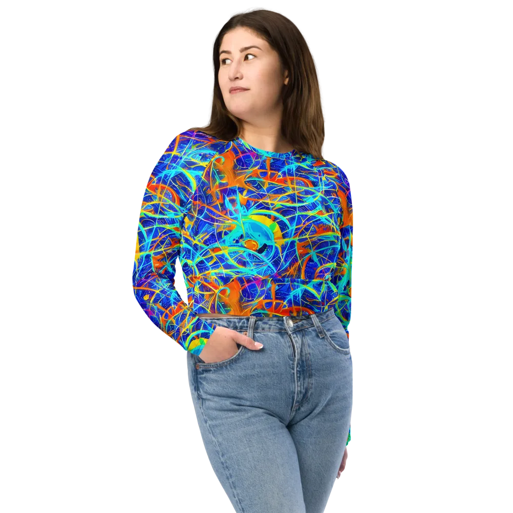 Neon Entanglement on Long Sleeve Crop Top — Front
