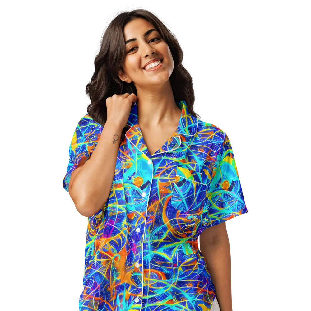 Neon Entanglement on Women's Short Sleeve Pajama Top — Front