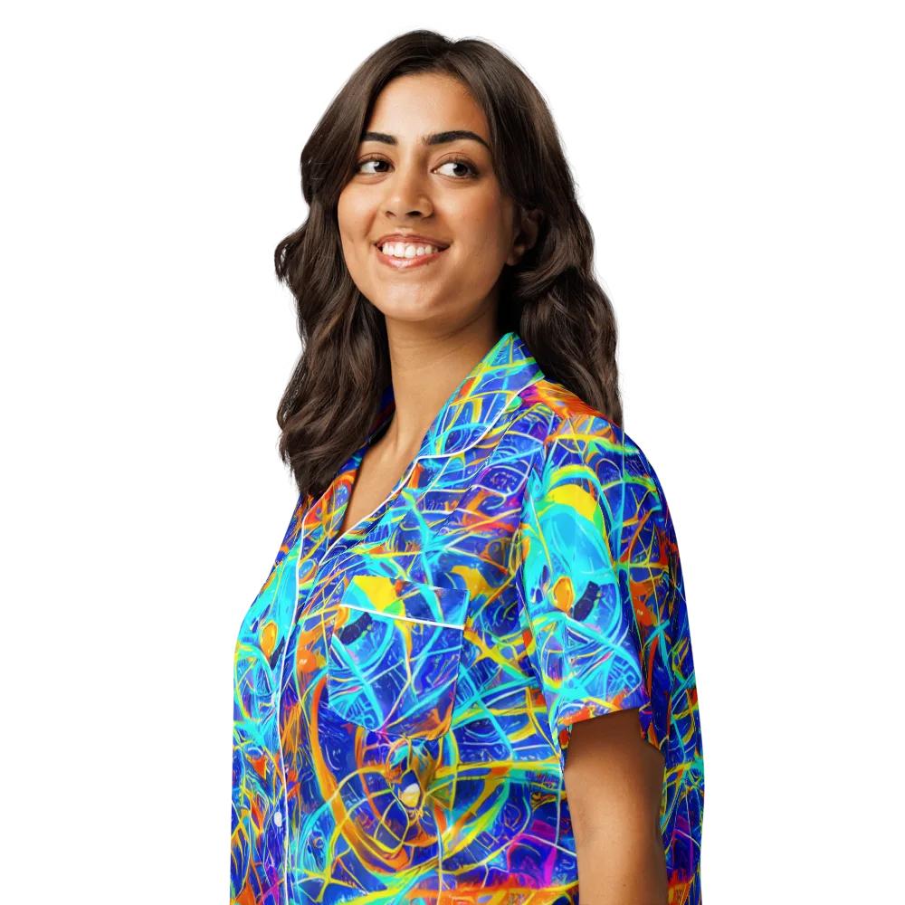 Neon Entanglement on Women's Short Sleeve Pajama Top — Left Front