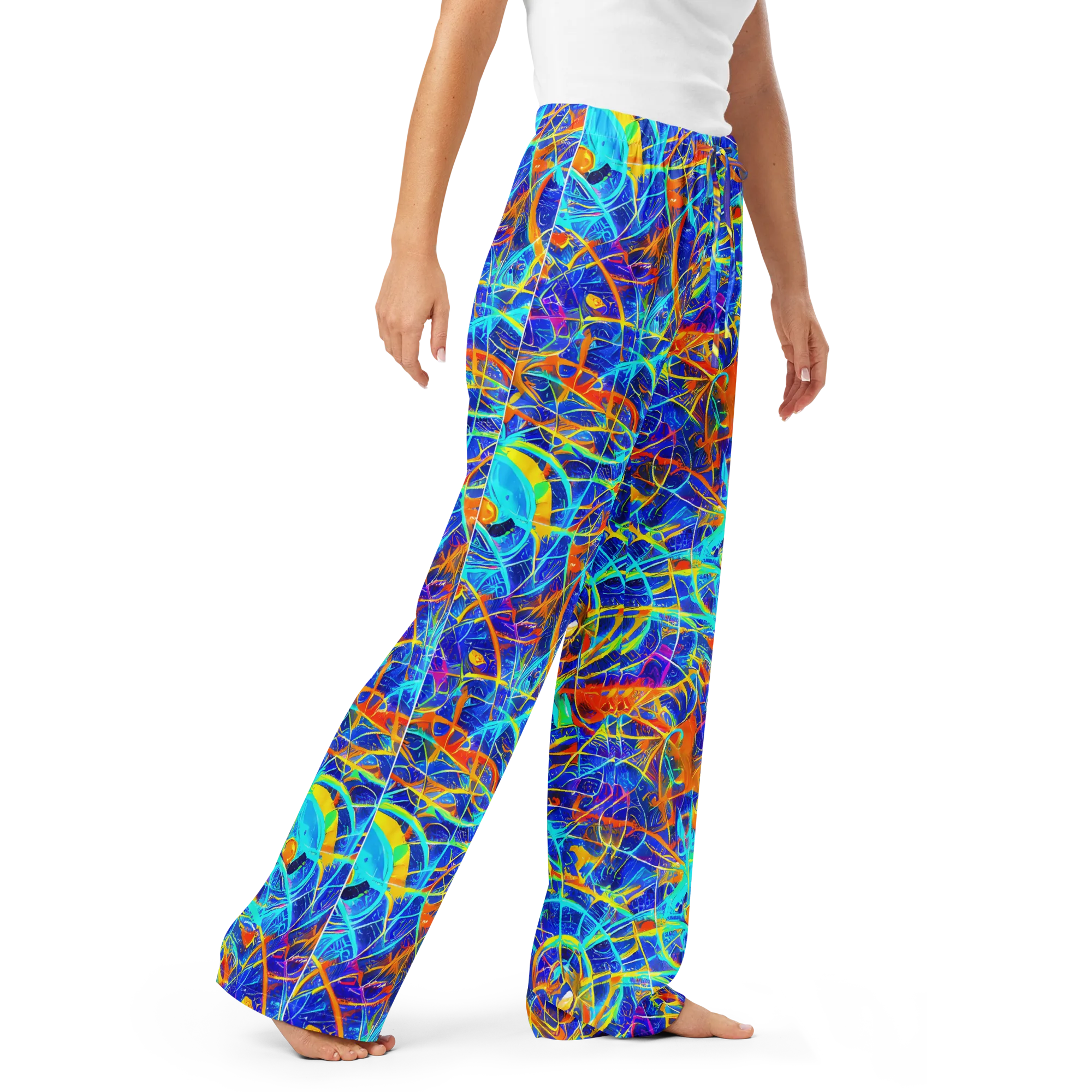 Neon Entanglement on Women's Pajama Pants — Right Front