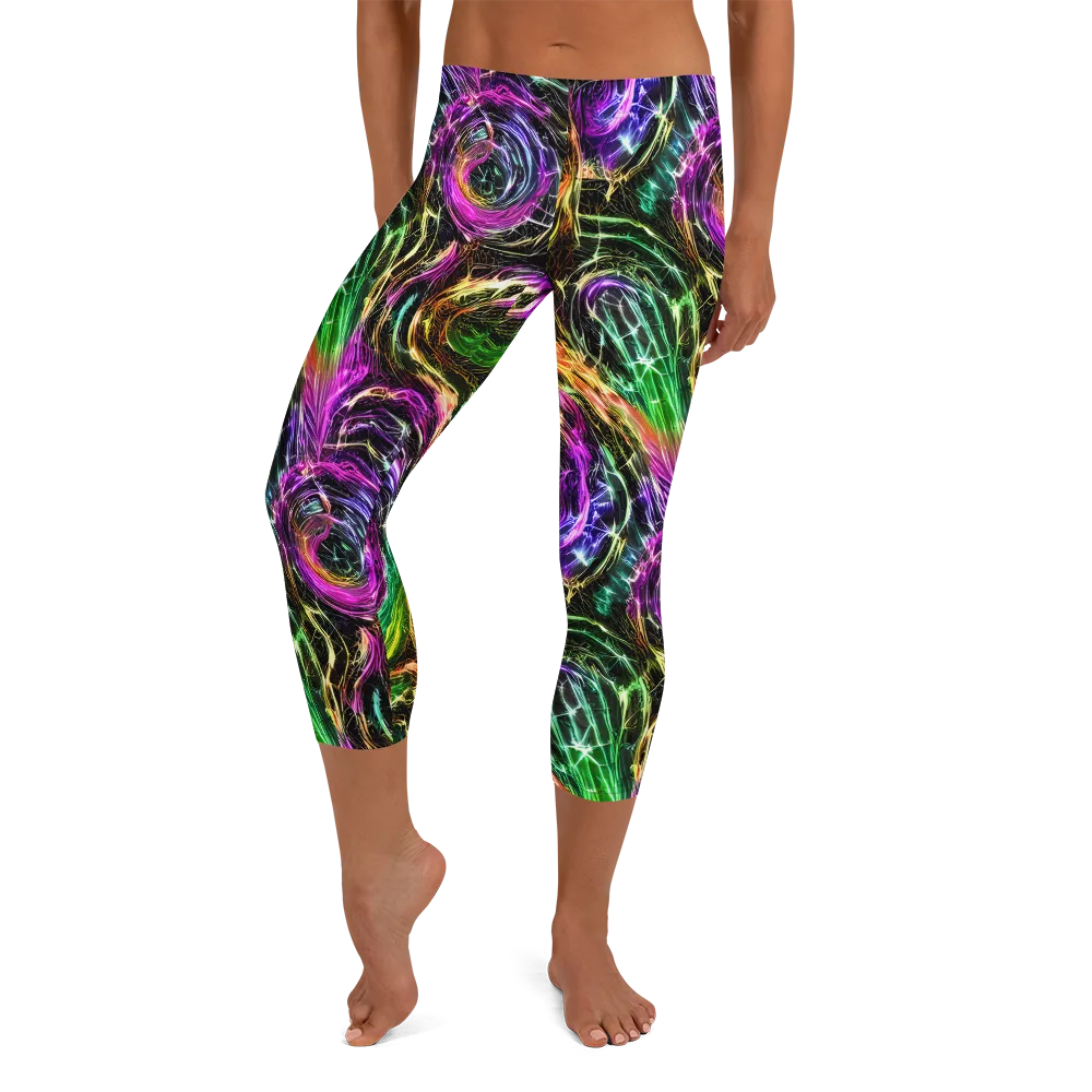 Liquid Riot on Capri Leggings — Front