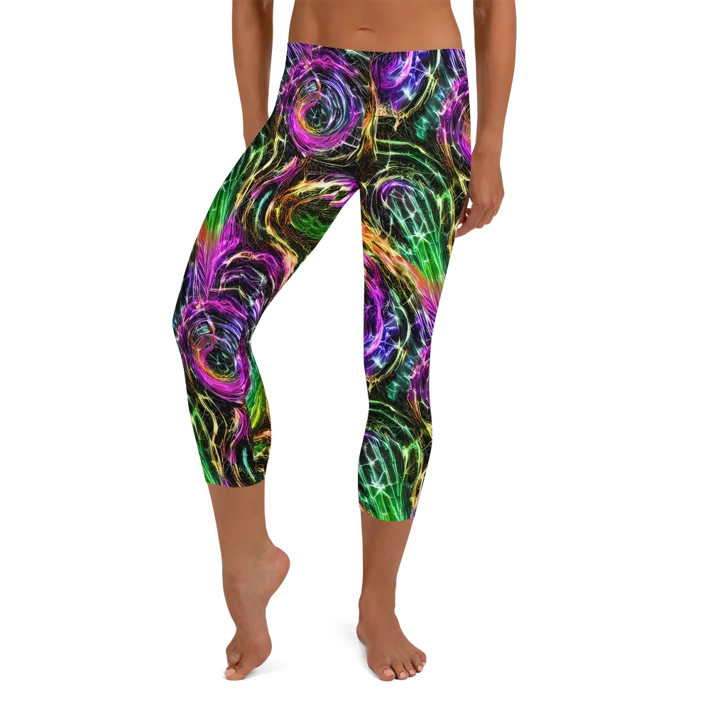 Liquid Riot on Capri Leggings — Front