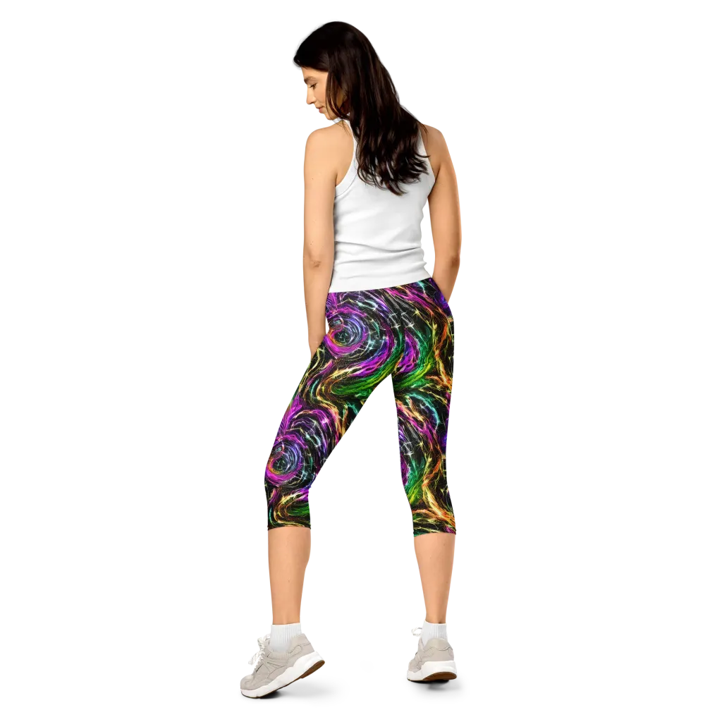 Liquid Riot on Capri Leggings — Back