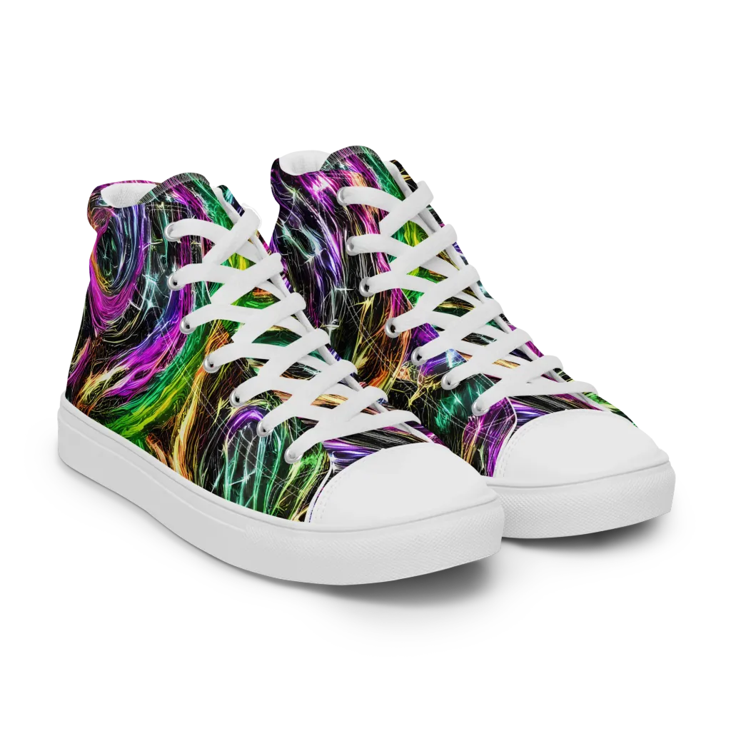 Liquid Riot on Men's High Top Canvas Shoes — Right Front