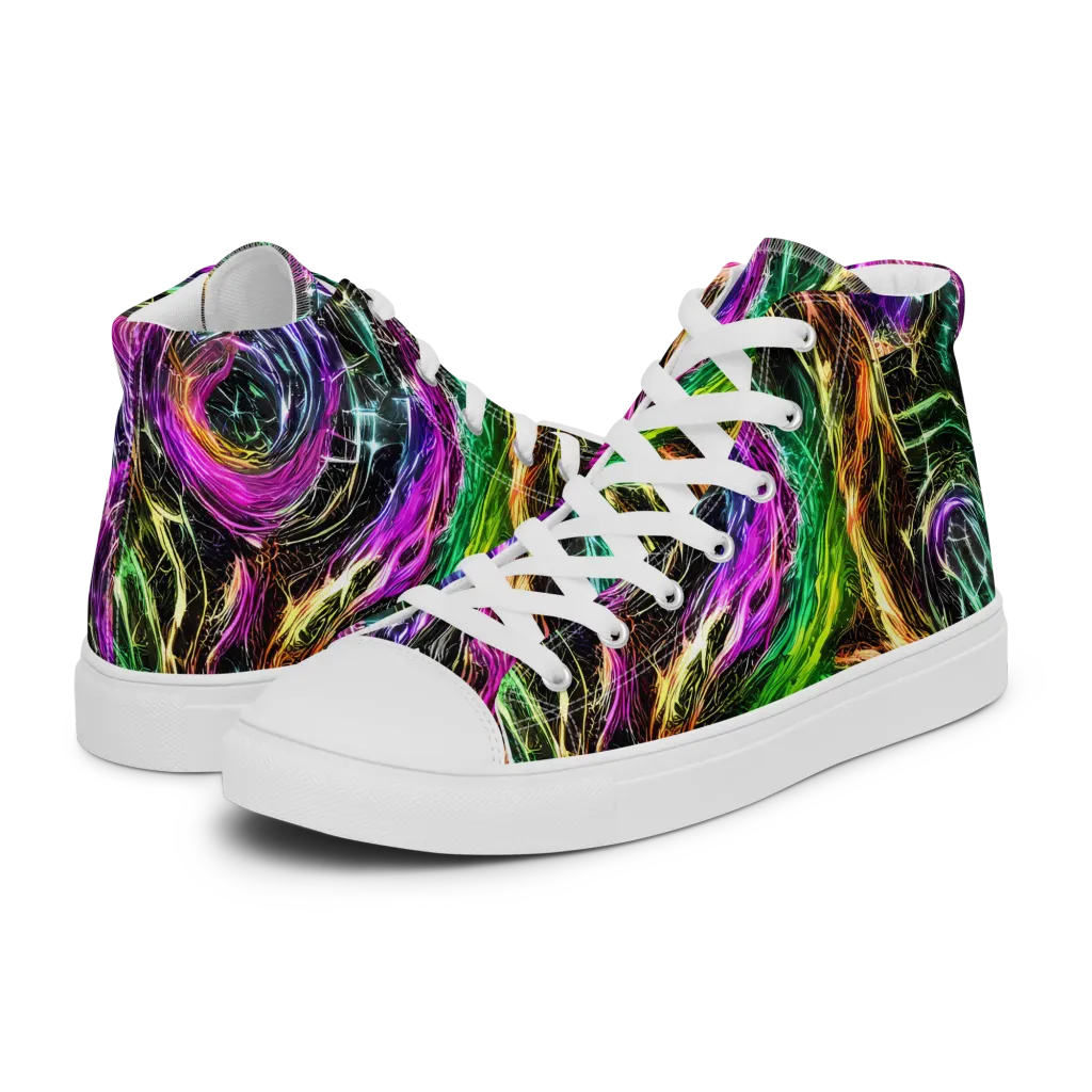 Liquid Riot on Men's High Top Canvas Shoes — Left