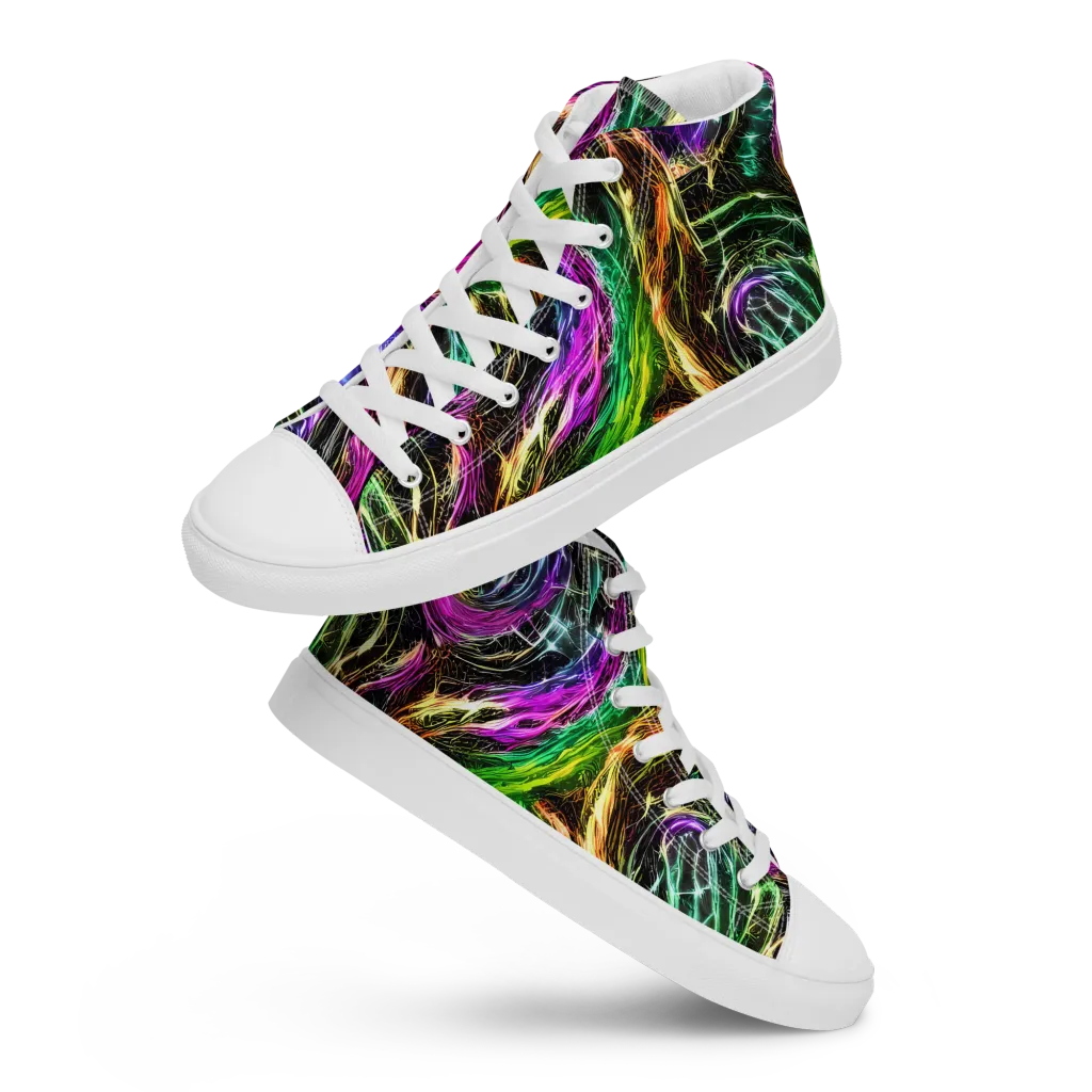 Liquid Riot on Men's High Top Canvas Shoes — Front