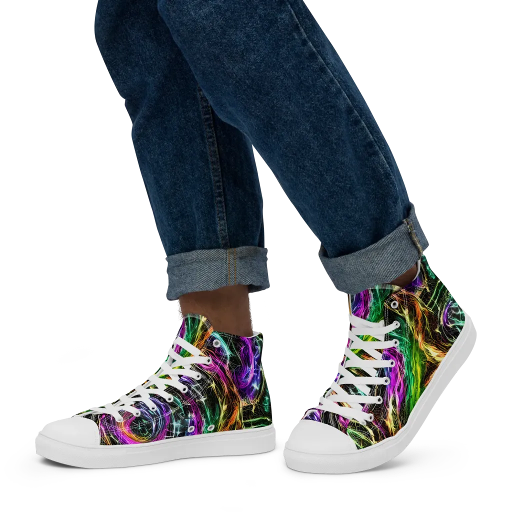 Liquid Riot on Men's High Top Canvas Shoes — Left