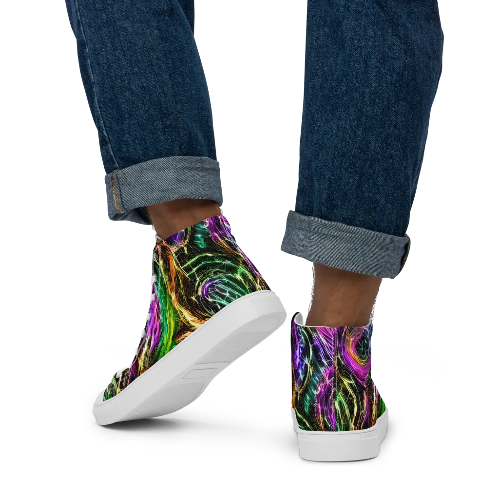 Liquid Riot on Men's High Top Canvas Shoes — Back