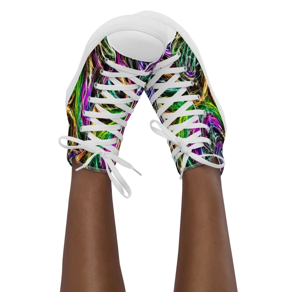 Liquid Riot on Women's High Top Canvas Shoes — Front