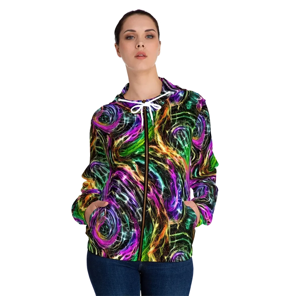 Liquid Riot on Women's Full-Zip Hoodie — Front On Person