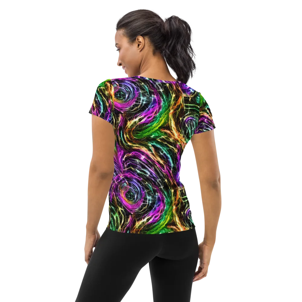 Liquid Riot on Women's Athletic T-Shirt — Back