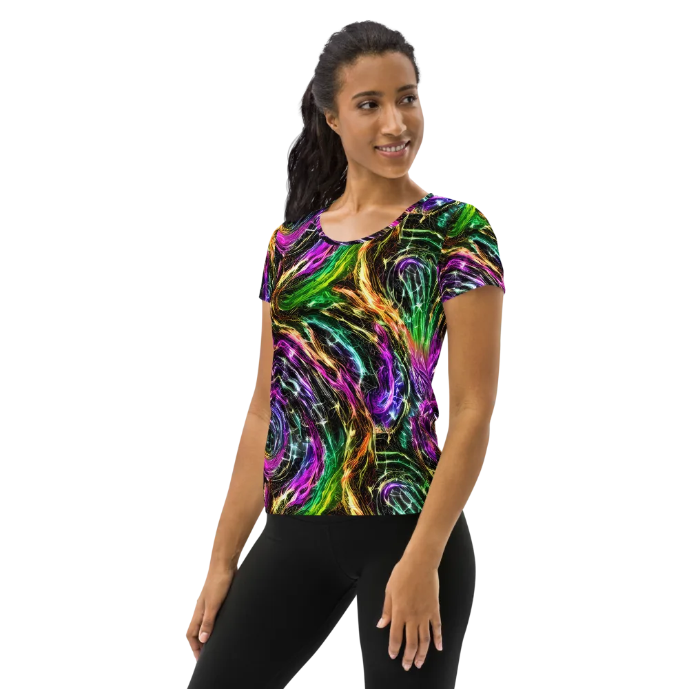 Liquid Riot on Women's Athletic T-Shirt — Left