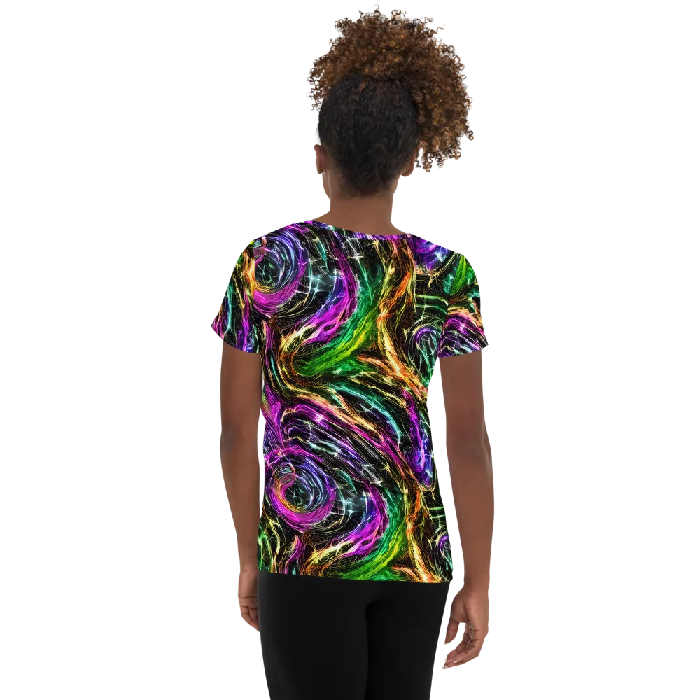 Liquid Riot on Women's Athletic T-Shirt — Back