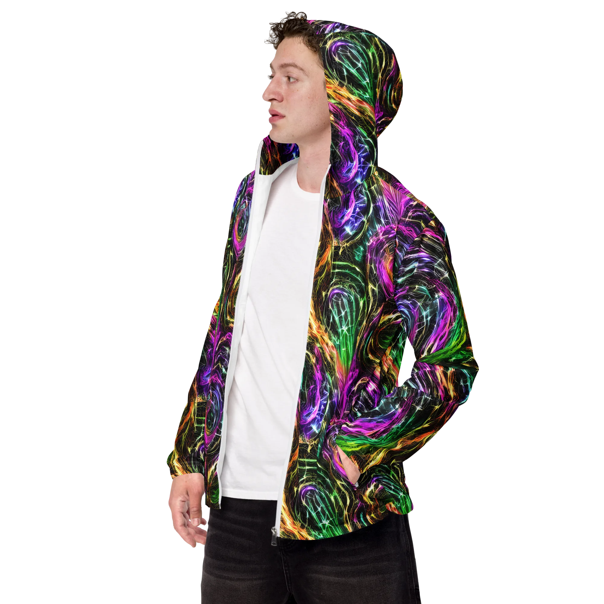 Liquid Riot on Men's Windbreaker — Left Front
