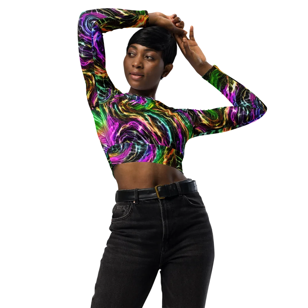Liquid Riot on Long Sleeve Crop Top — Front