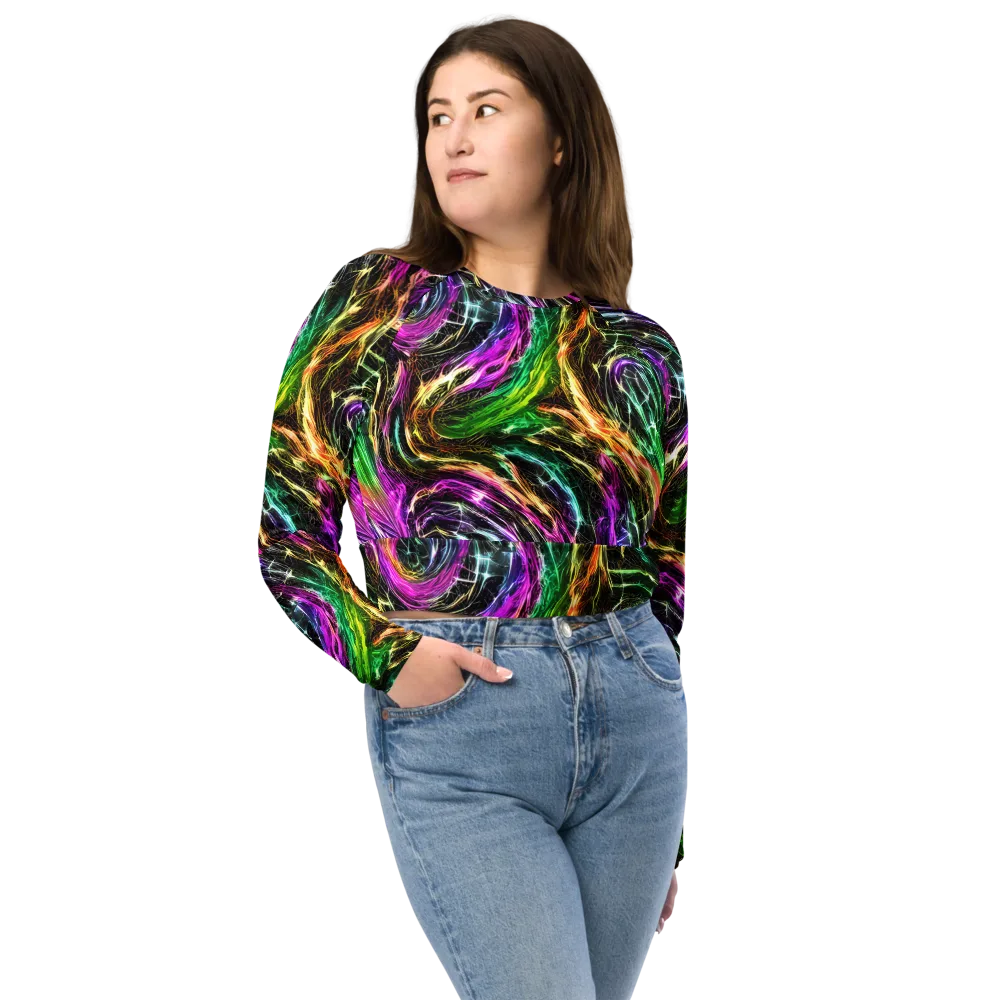 Liquid Riot on Long Sleeve Crop Top — Front