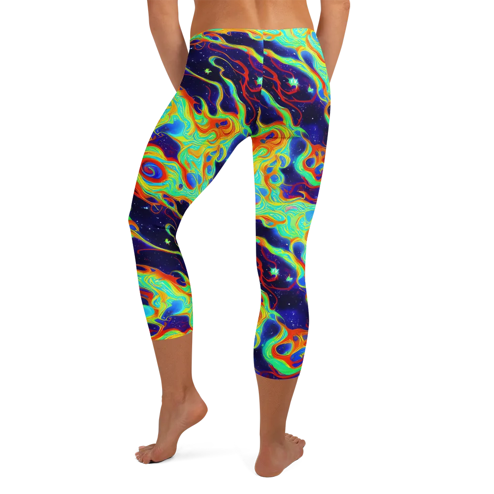 Neon Cosmos on Capri Leggings — Back