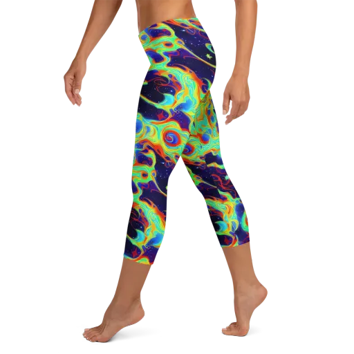 Neon Cosmos on a Capri Leggings