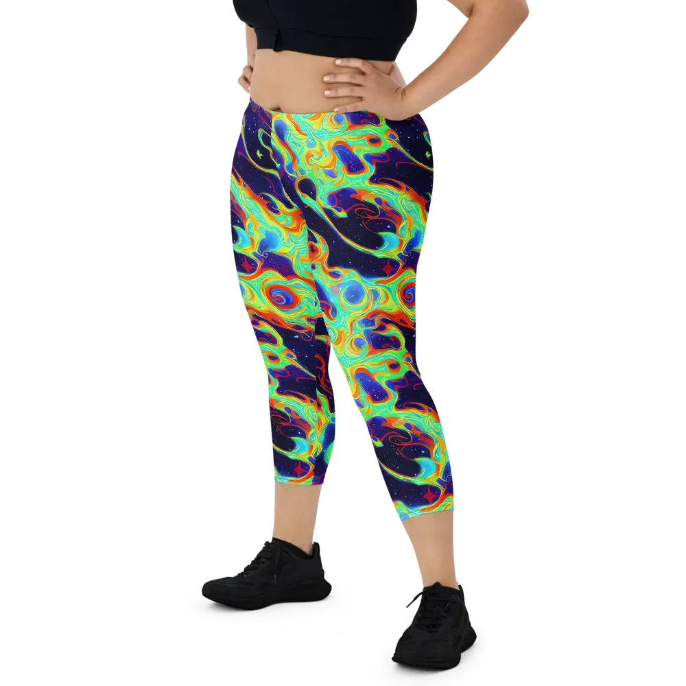 Neon Cosmos on Capri Leggings — Front