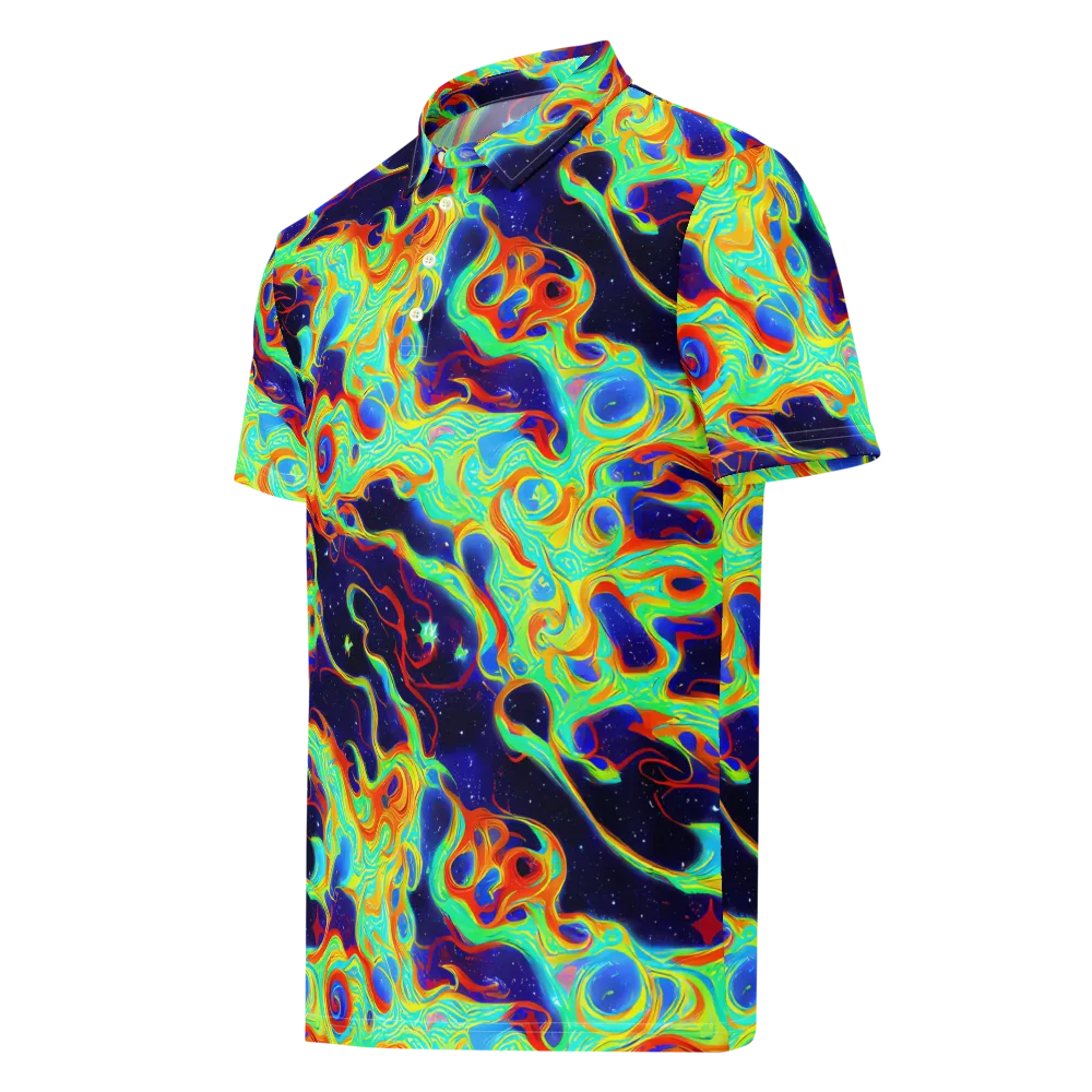 Neon Cosmos on Men's Slim Fit Polo Shirt — Left Front