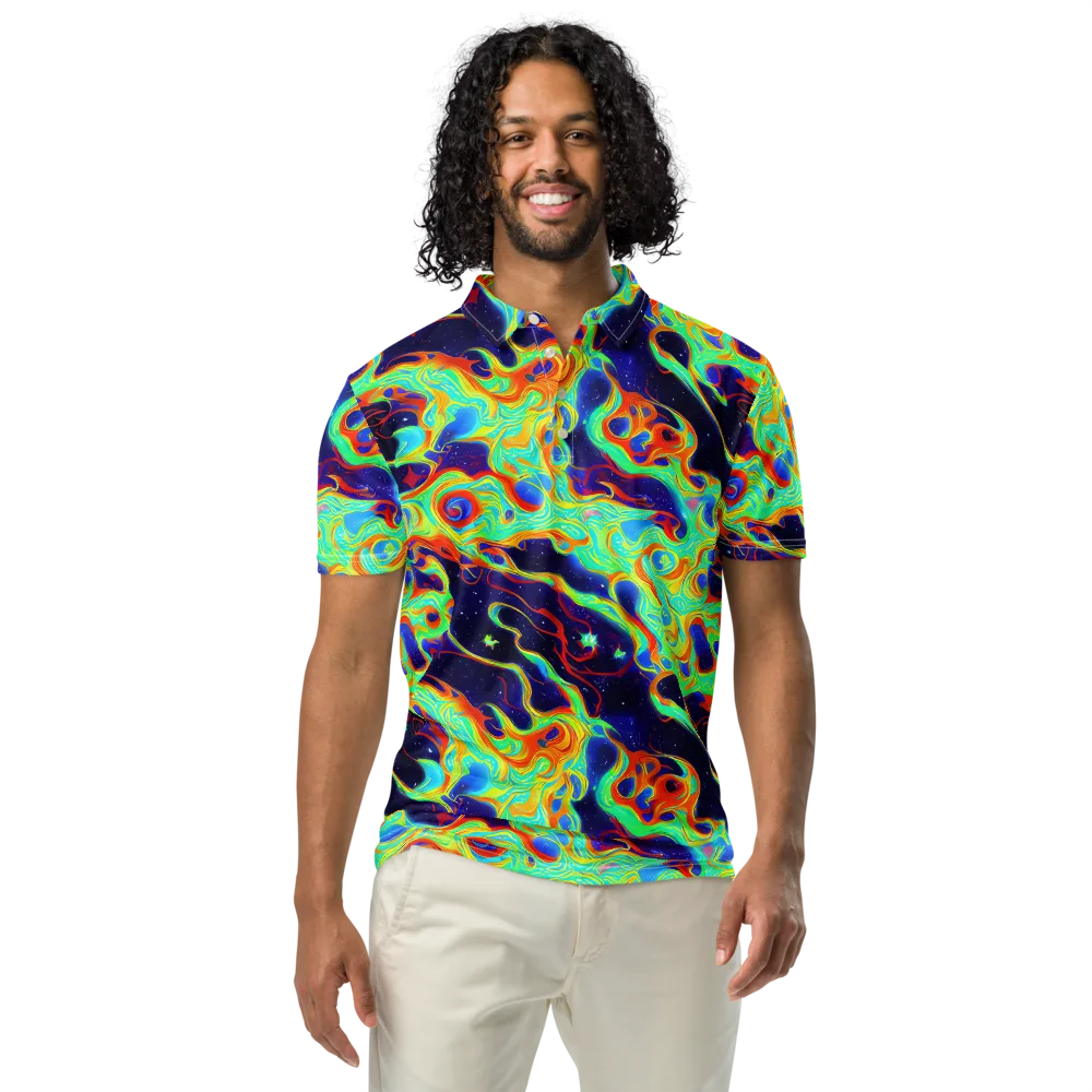Neon Cosmos on Men's Slim Fit Polo Shirt — Front