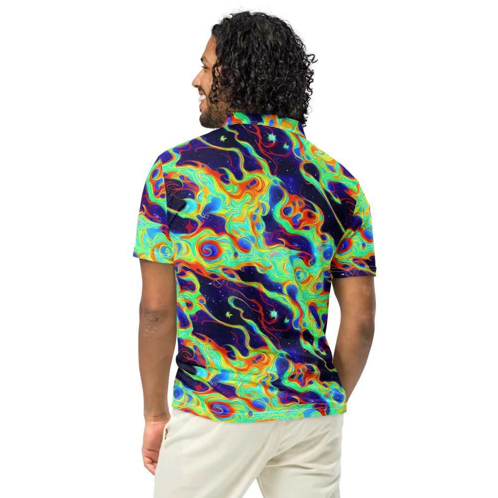 Neon Cosmos on Men's Slim Fit Polo Shirt — Back