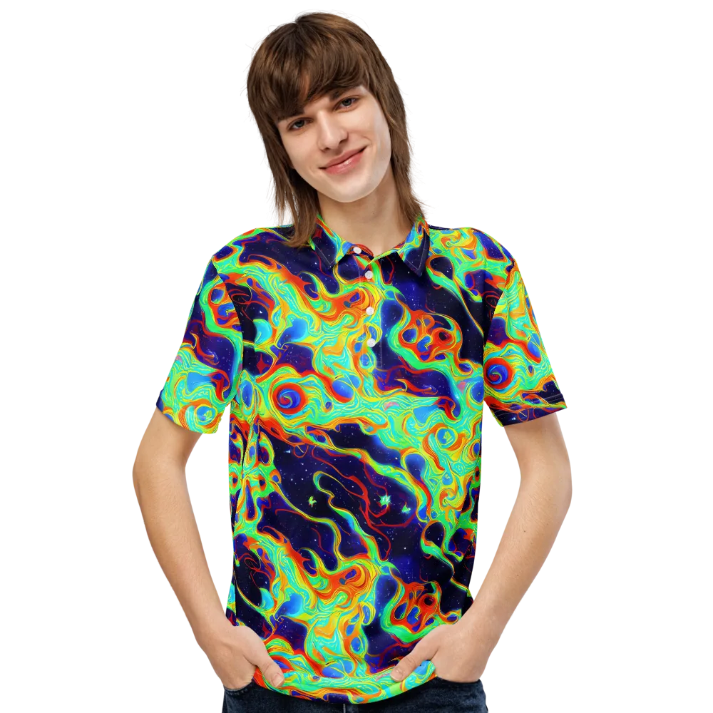 Neon Cosmos on Men's Slim Fit Polo Shirt — Front