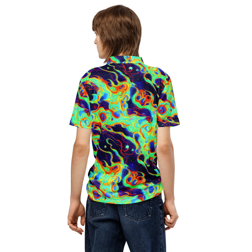 Neon Cosmos on Men's Slim Fit Polo Shirt — Back