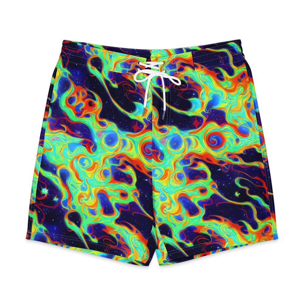 Neon Cosmos on Men's Board Shorts — Front