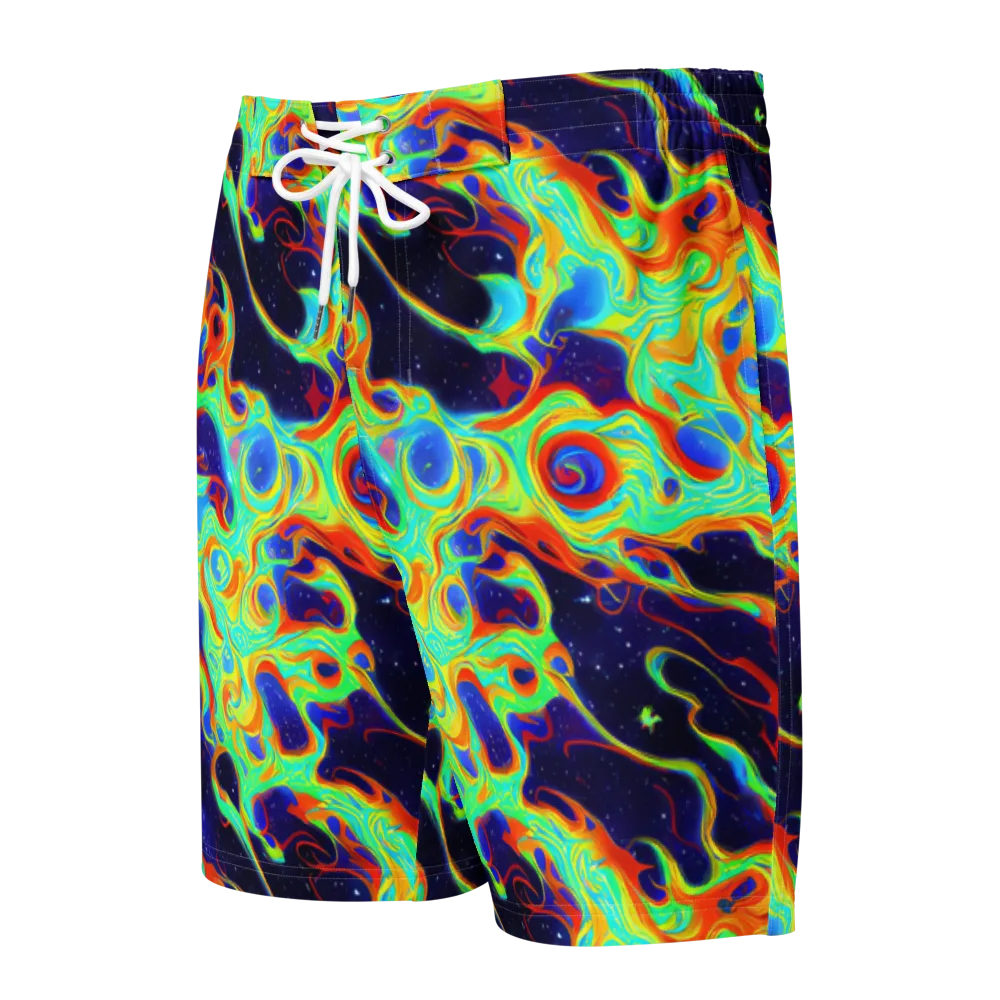 Neon Cosmos on Men's Board Shorts — Front