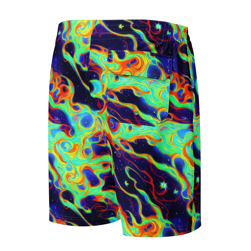 Neon Cosmos on Men's Board Shorts — Back