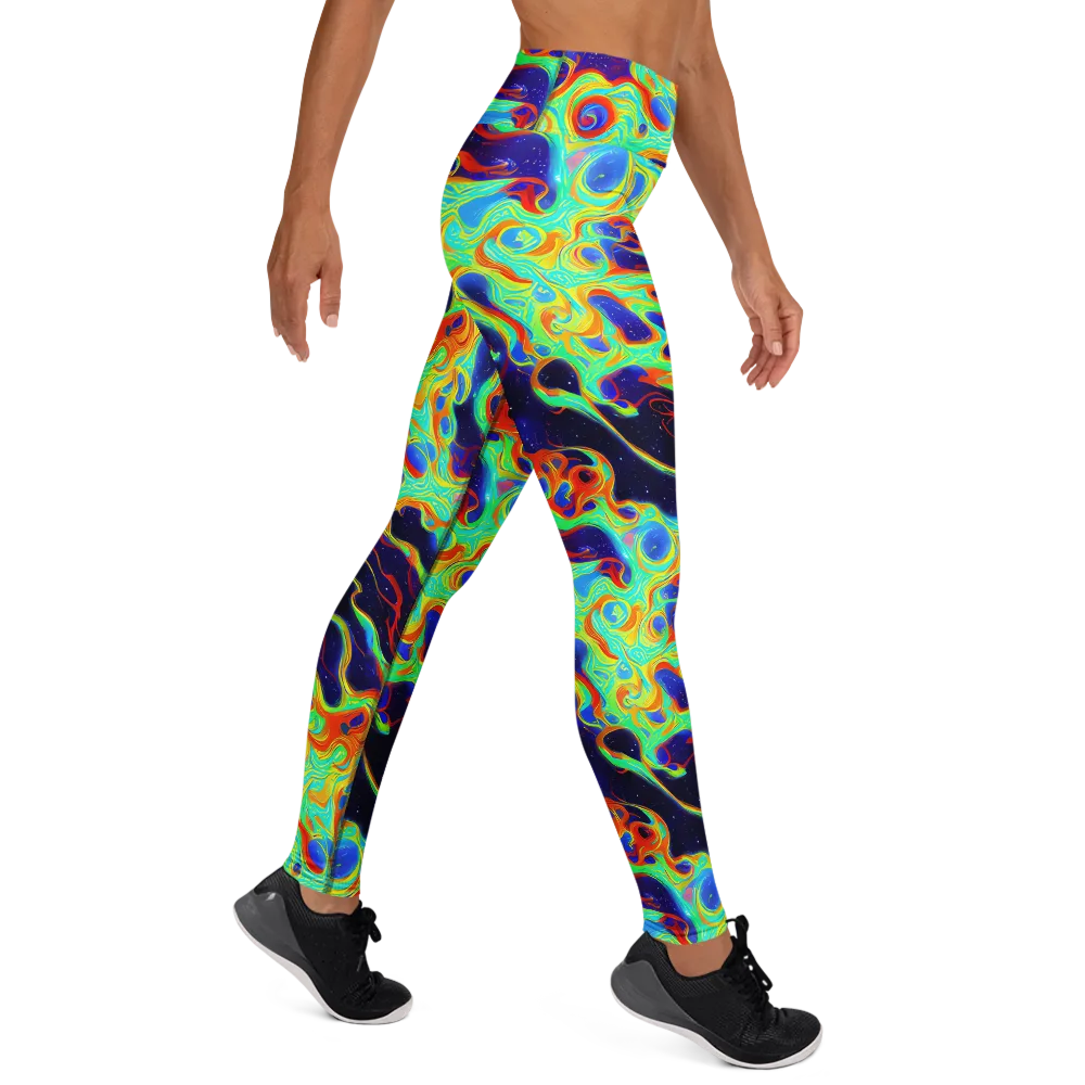 Neon Cosmos on Yoga Leggings — Right