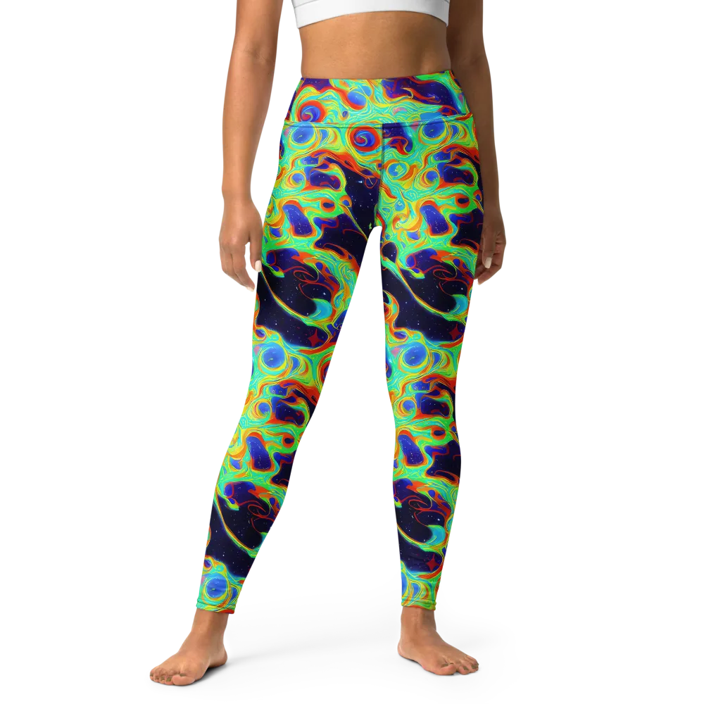 Neon Cosmos on Yoga Leggings — Front