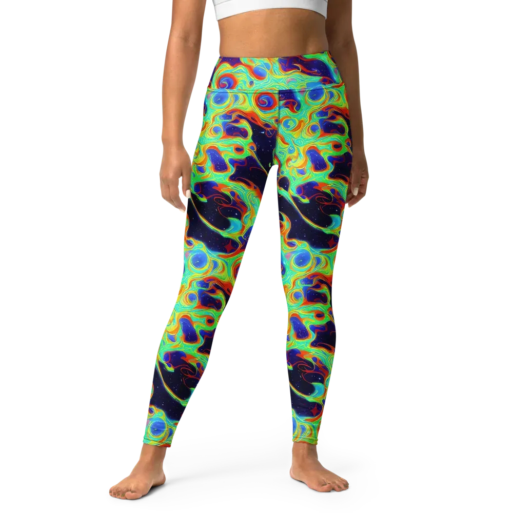 Neon Cosmos on Yoga Leggings — Front
