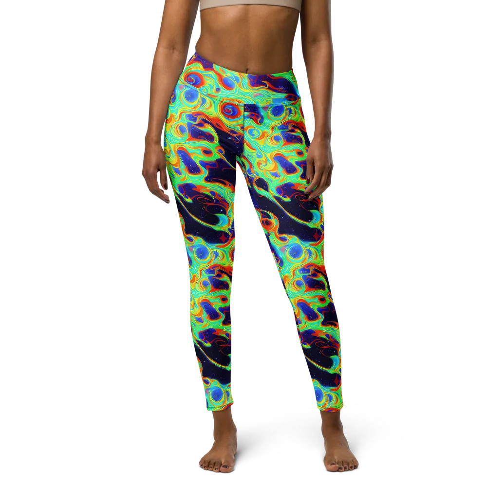 Neon Cosmos on Yoga Leggings — Front