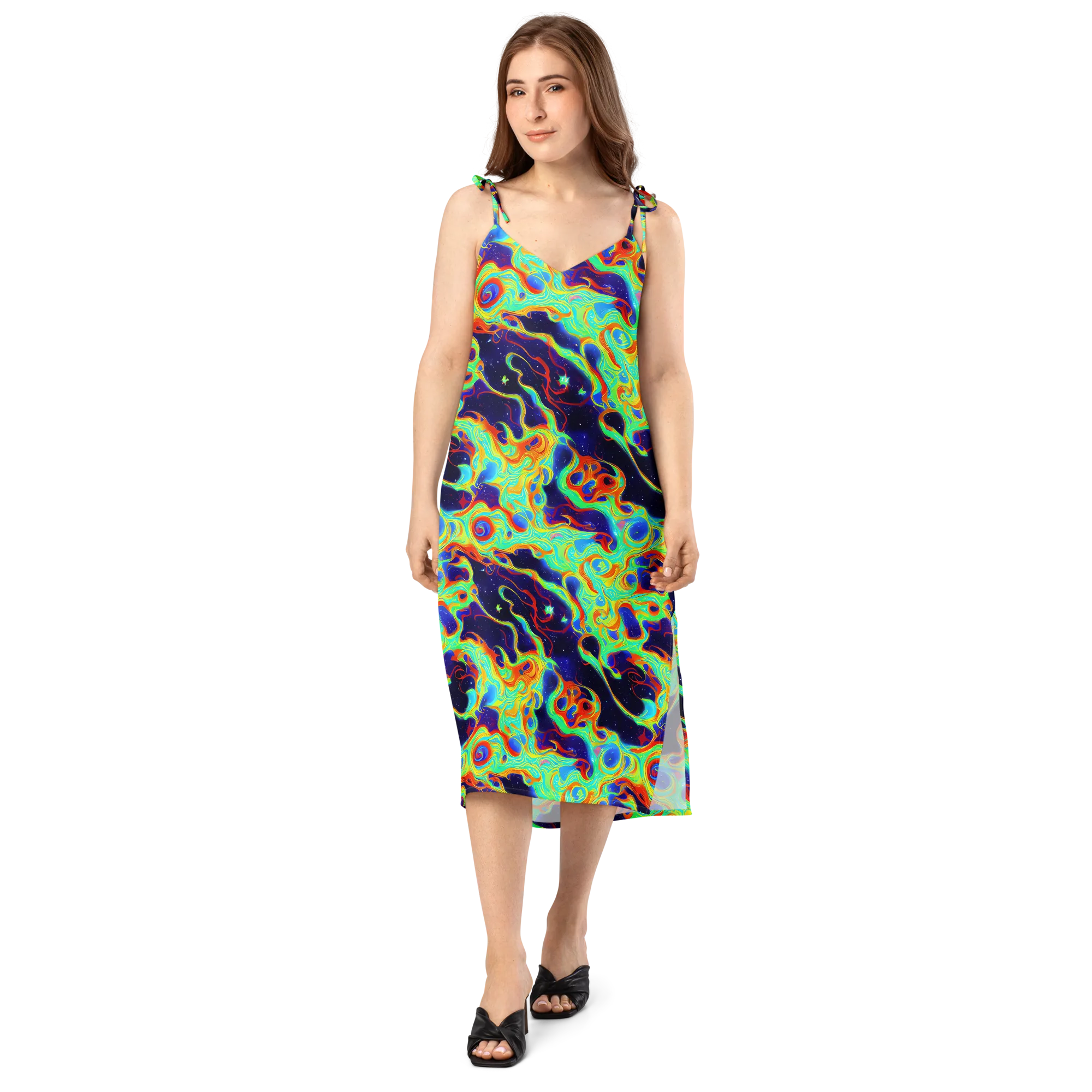 Neon Cosmos on Slip Dress — Front