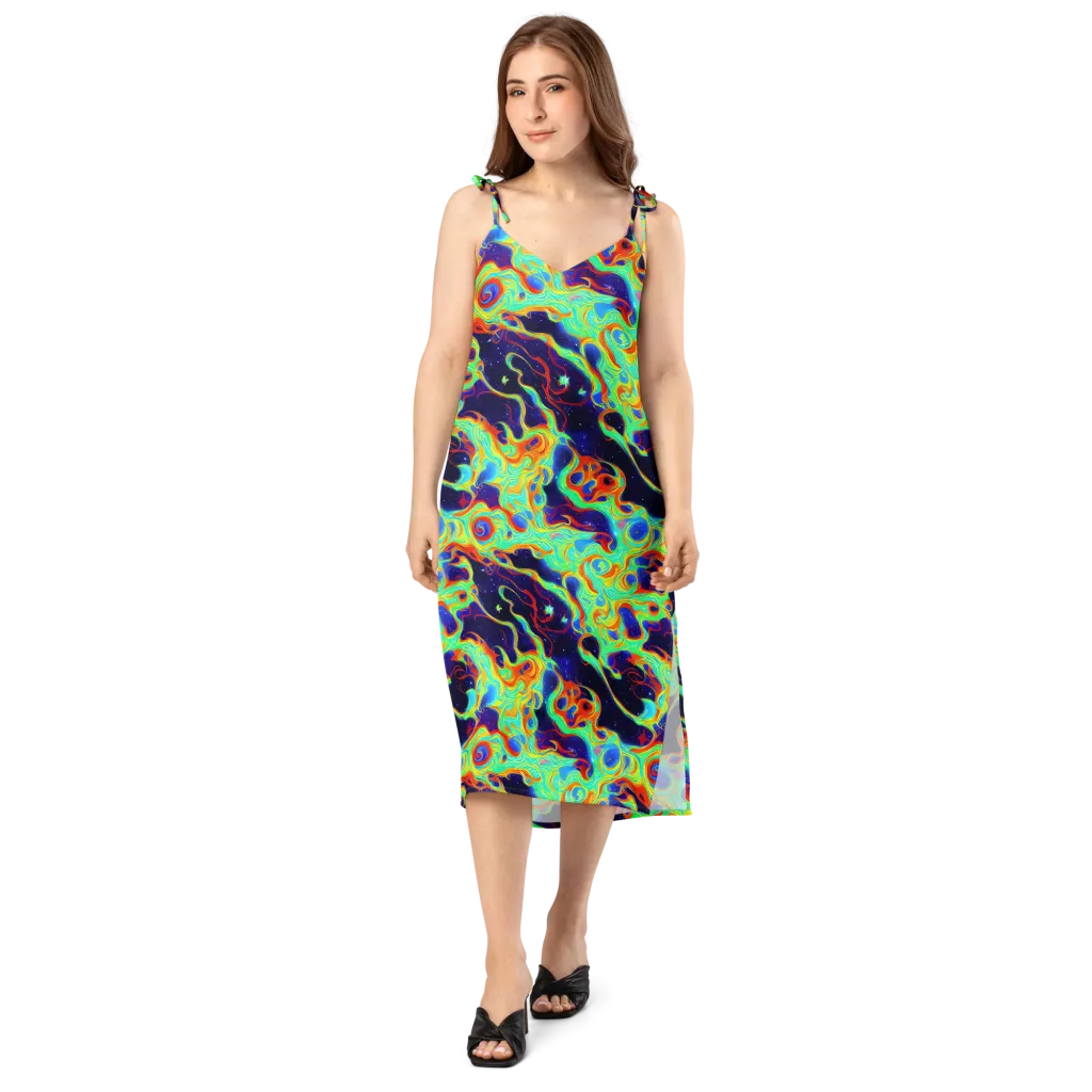 Neon Cosmos on Slip Dress — Front