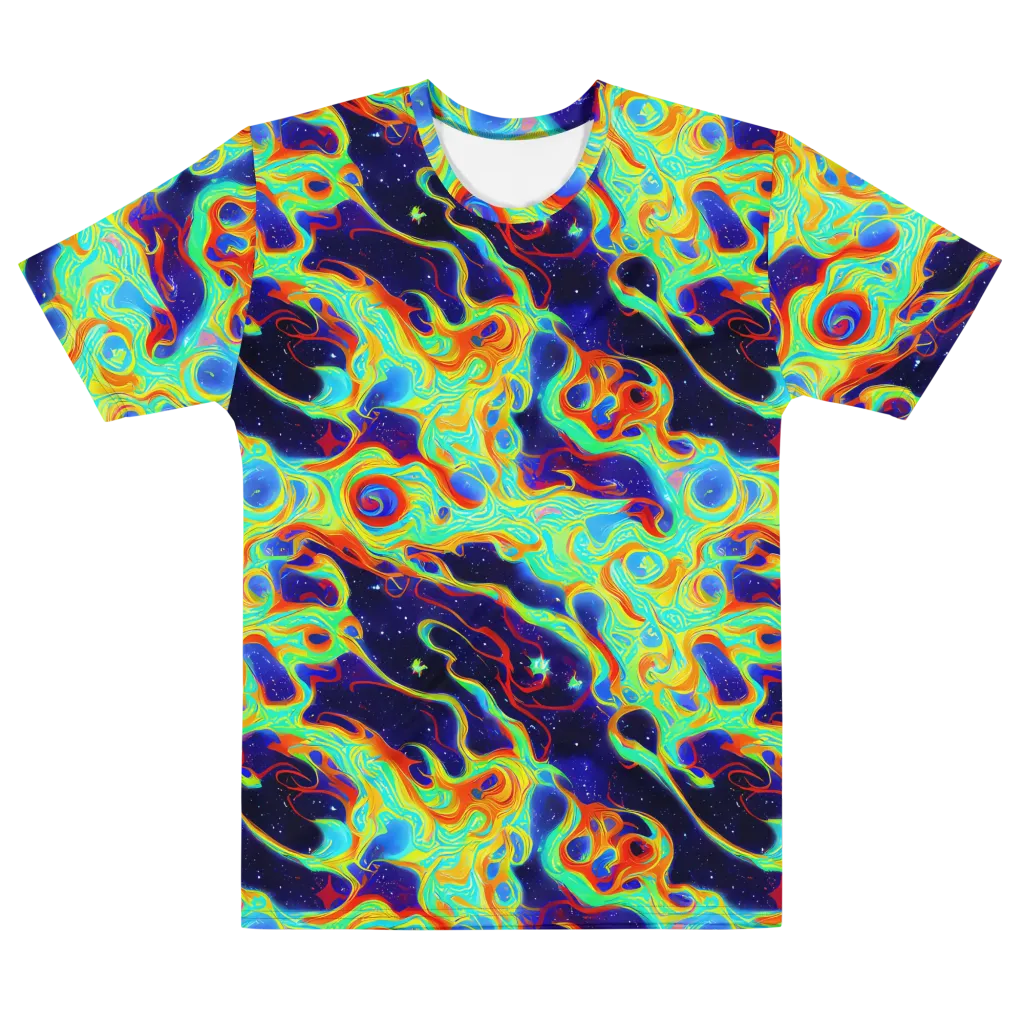 Neon Cosmos on Men's Cotton Crew Neck T-Shirt — Front