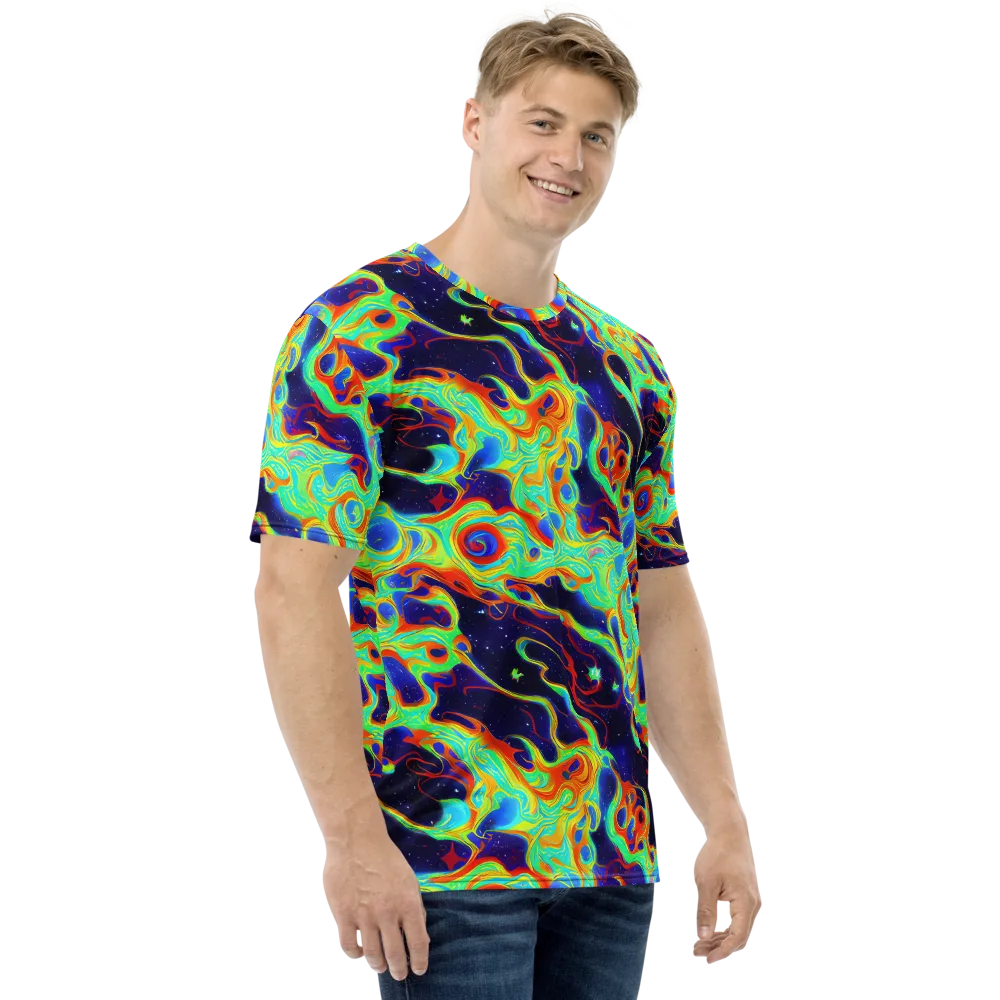 Neon Cosmos on Men's Crew Neck T-Shirt — Right