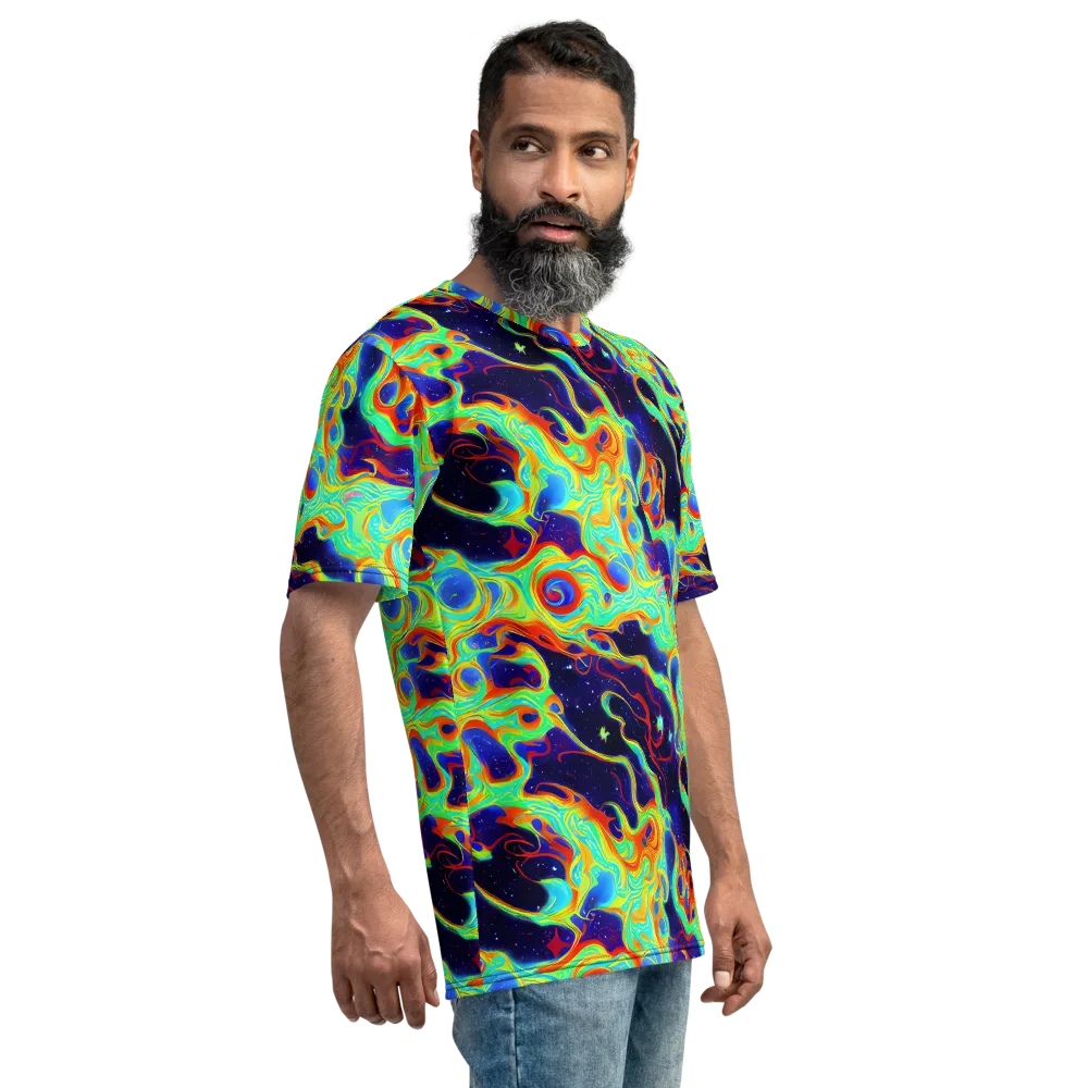 Neon Cosmos on Men's Crew Neck T-Shirt — Right