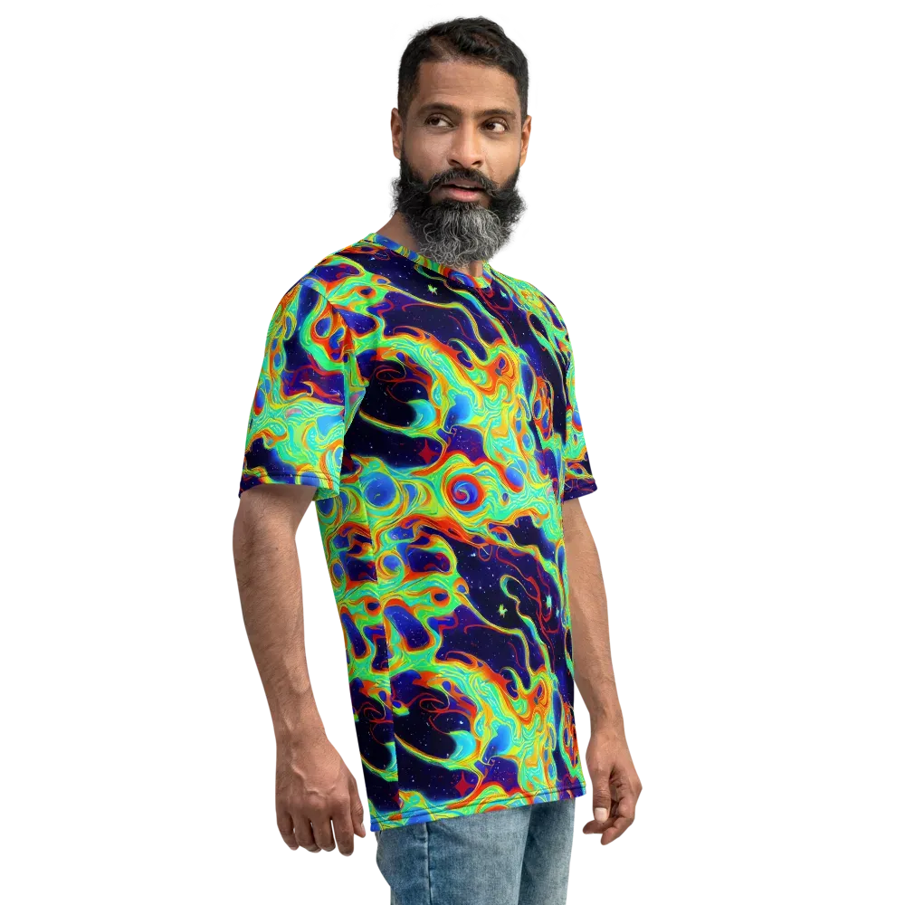 Neon Cosmos on Men's Crew Neck T-Shirt — Right