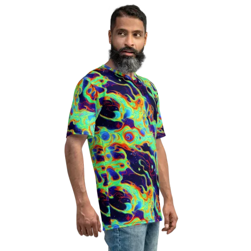 Neon Cosmos on a Men's Crew Neck T-Shirt