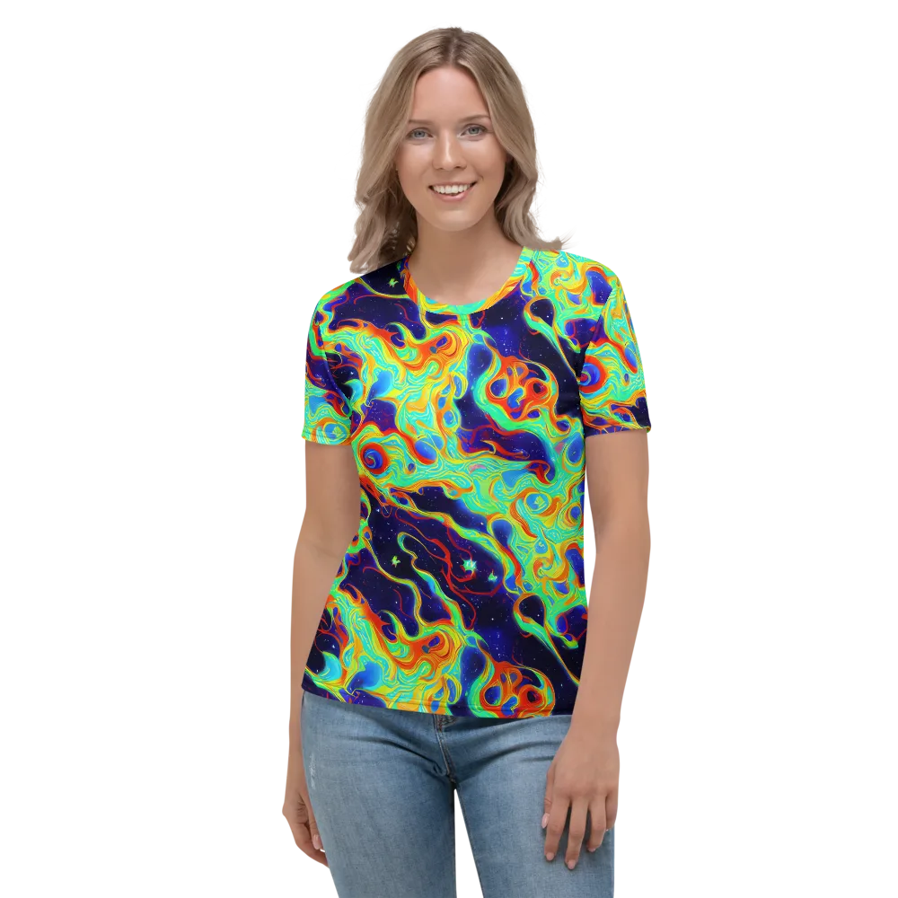 Neon Cosmos on Women's Crew Neck T-Shirt — Front