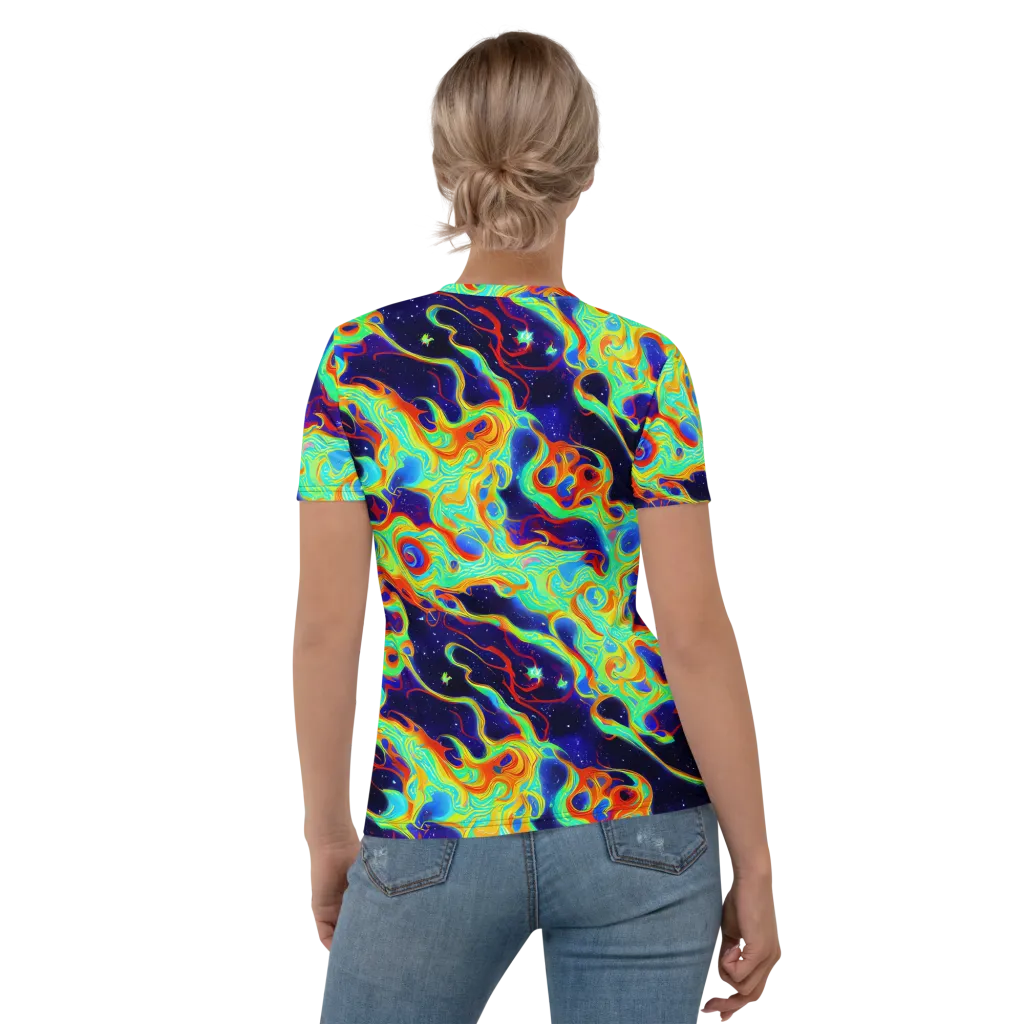 Neon Cosmos on Women's Crew Neck T-Shirt — Back
